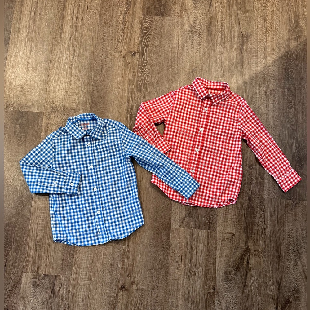 (2) Boys Cat & Jack plaid shirts, size XS